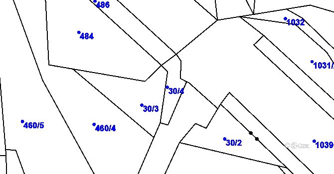 Parcela st. 30/4 v KÚ Kanín, Katastrální mapa