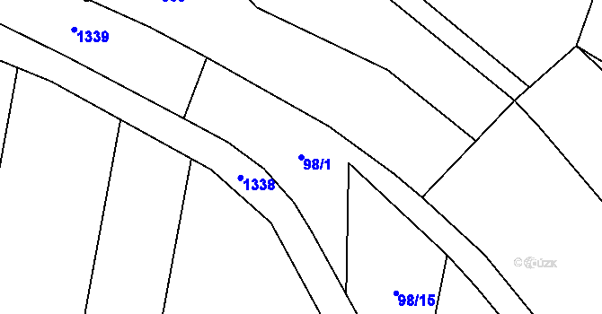 Parcela st. 98/1 v KÚ Kanín, Katastrální mapa