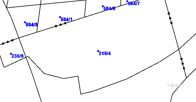 Parcela st. 219/4 v KÚ Kanín, Katastrální mapa