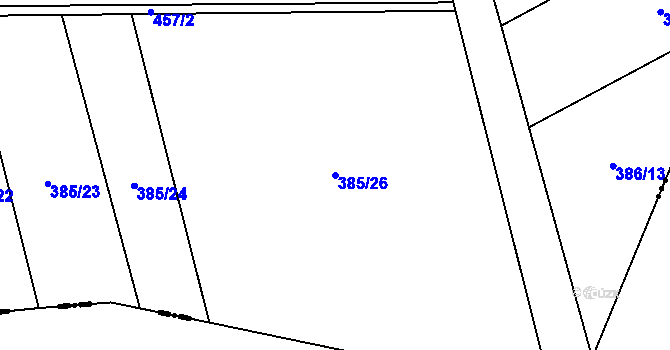 Parcela st. 385/26 v KÚ Kanín, Katastrální mapa