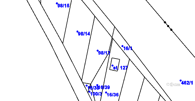 Parcela st. 98/13 v KÚ Kanín, Katastrální mapa