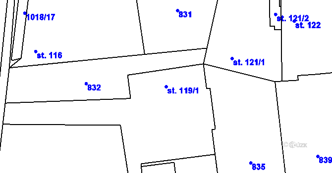 Parcela st. 119/1 v KÚ Opolánky, Katastrální mapa