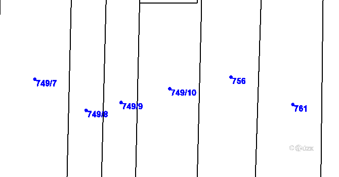 Parcela st. 749/10 v KÚ Opolánky, Katastrální mapa