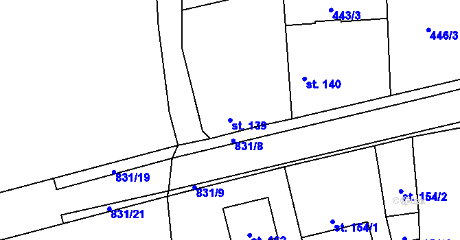 Parcela st. 139 v KÚ Opolany, Katastrální mapa