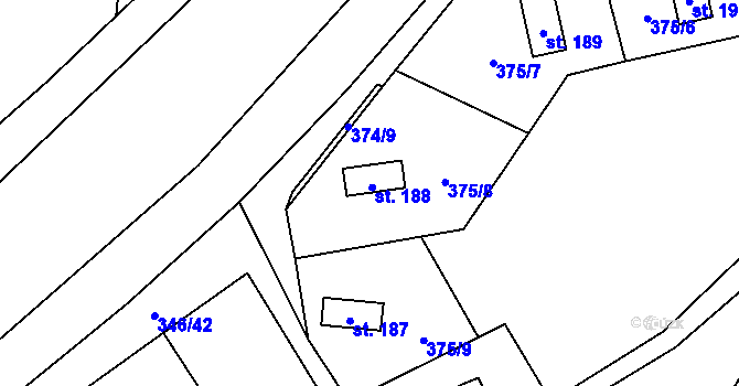 Parcela st. 188 v KÚ Opolany, Katastrální mapa