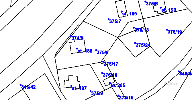 Parcela st. 375/8 v KÚ Opolany, Katastrální mapa