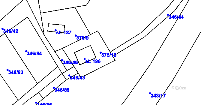 Parcela st. 375/10 v KÚ Opolany, Katastrální mapa