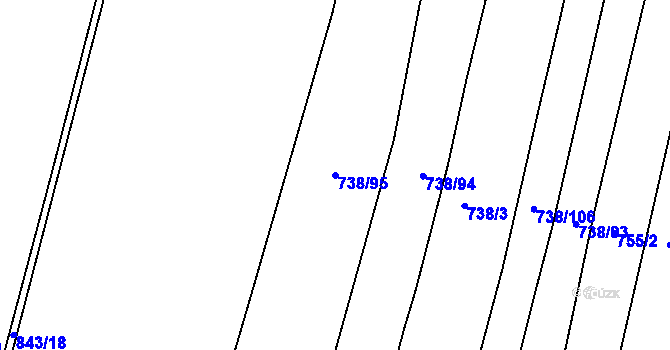 Parcela st. 738/95 v KÚ Opolany, Katastrální mapa