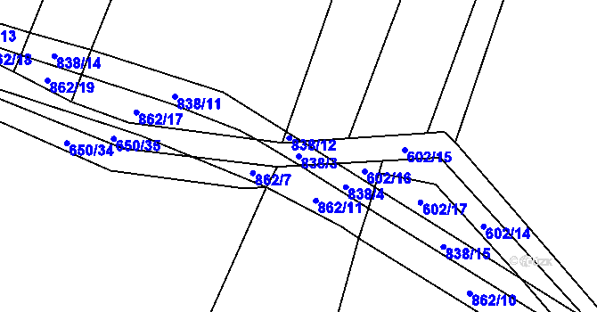 Parcela st. 838/3 v KÚ Opolany, Katastrální mapa