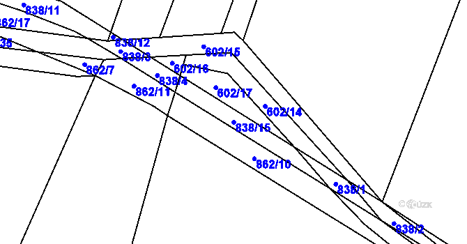 Parcela st. 838/15 v KÚ Opolany, Katastrální mapa
