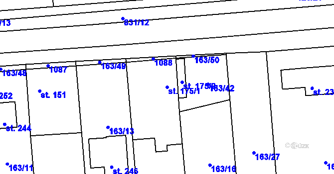 Parcela st. 175/1 v KÚ Opolany, Katastrální mapa
