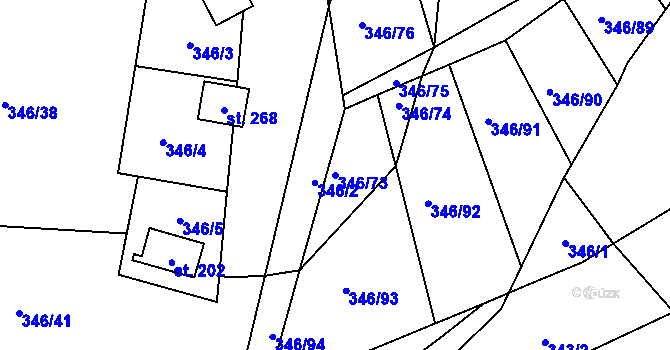Parcela st. 346/73 v KÚ Opolany, Katastrální mapa