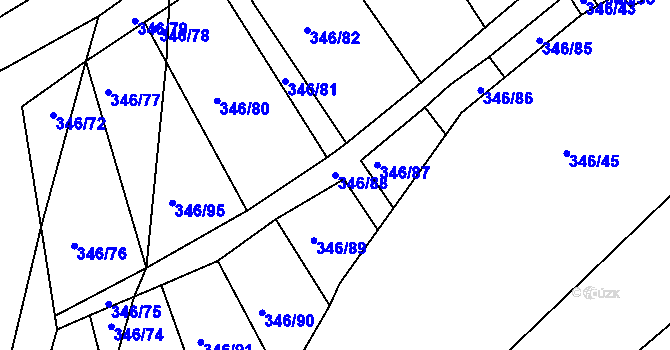 Parcela st. 346/88 v KÚ Opolany, Katastrální mapa
