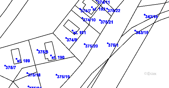 Parcela st. 375/20 v KÚ Opolany, Katastrální mapa