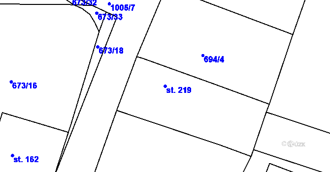 Parcela st. 219 v KÚ Oškobrh, Katastrální mapa