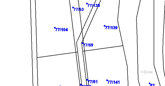 Parcela st. 77/59 v KÚ Oponešice, Katastrální mapa
