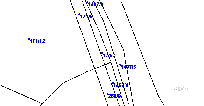 Parcela st. 171/7 v KÚ Oponešice, Katastrální mapa