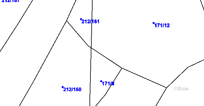 Parcela st. 171/10 v KÚ Oponešice, Katastrální mapa