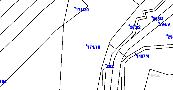 Parcela st. 171/18 v KÚ Oponešice, Katastrální mapa