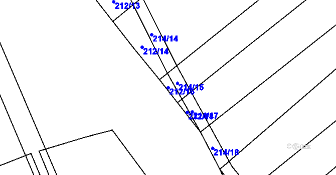 Parcela st. 212/16 v KÚ Oponešice, Katastrální mapa