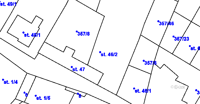 Parcela st. 46/2 v KÚ Oponešice, Katastrální mapa