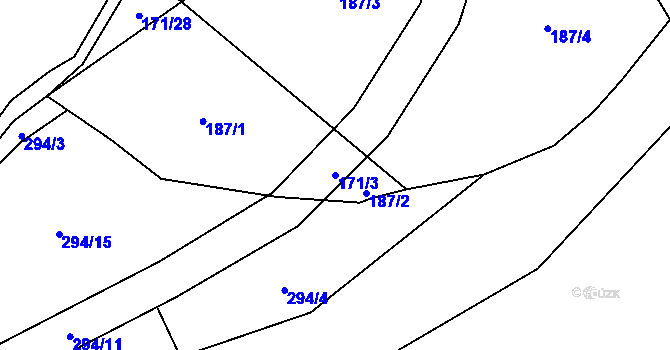 Parcela st. 171/3 v KÚ Oponešice, Katastrální mapa