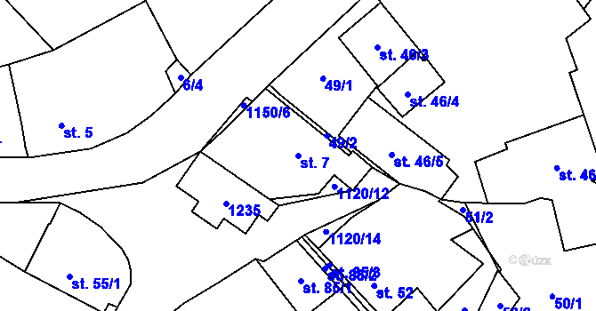 Parcela st. 7 v KÚ Oprechtice na Šumavě, Katastrální mapa