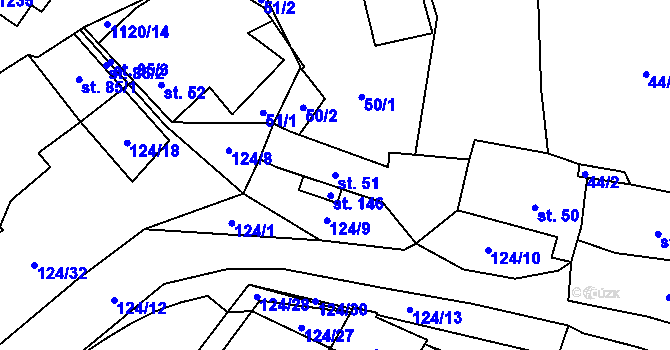 Parcela st. 51 v KÚ Oprechtice na Šumavě, Katastrální mapa