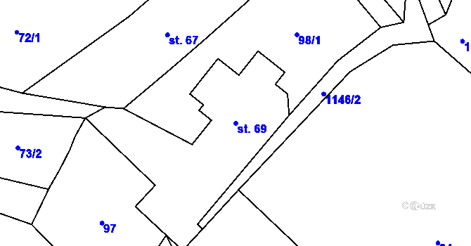 Parcela st. 69 v KÚ Oprechtice na Šumavě, Katastrální mapa