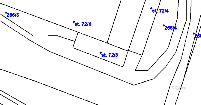 Parcela st. 72/3 v KÚ Oprechtice na Šumavě, Katastrální mapa