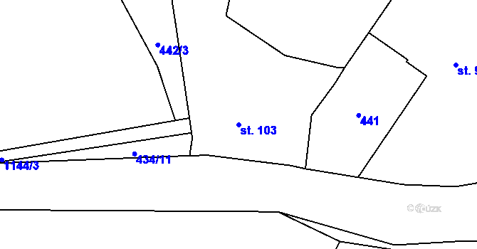 Parcela st. 103 v KÚ Oprechtice na Šumavě, Katastrální mapa
