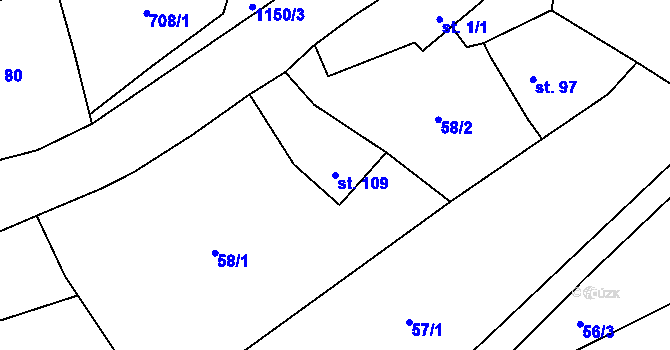 Parcela st. 109 v KÚ Oprechtice na Šumavě, Katastrální mapa