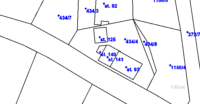 Parcela st. 140 v KÚ Oprechtice na Šumavě, Katastrální mapa