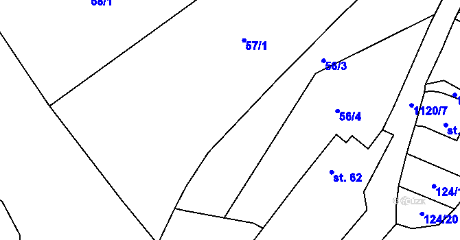 Parcela st. 57/2 v KÚ Oprechtice na Šumavě, Katastrální mapa