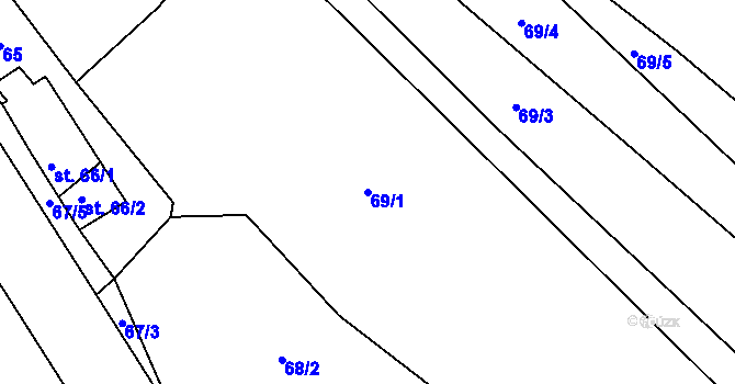 Parcela st. 69/1 v KÚ Oprechtice na Šumavě, Katastrální mapa