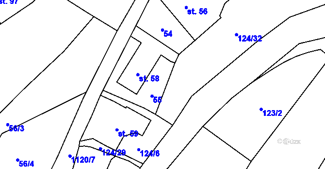 Parcela st. 124/7 v KÚ Oprechtice na Šumavě, Katastrální mapa