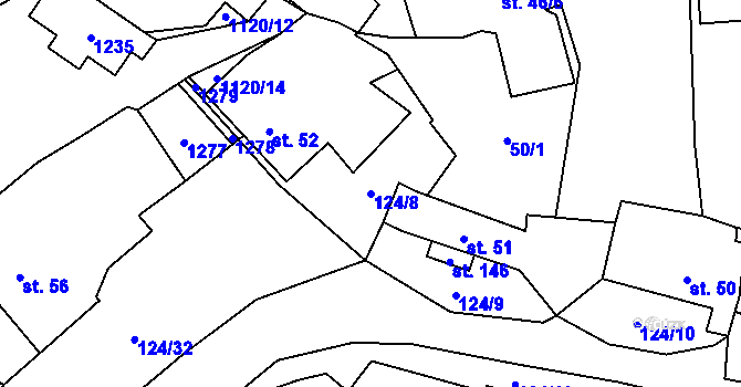 Parcela st. 124/8 v KÚ Oprechtice na Šumavě, Katastrální mapa