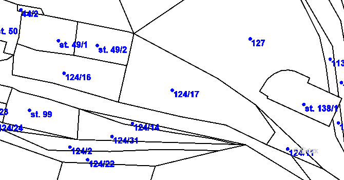 Parcela st. 124/17 v KÚ Oprechtice na Šumavě, Katastrální mapa