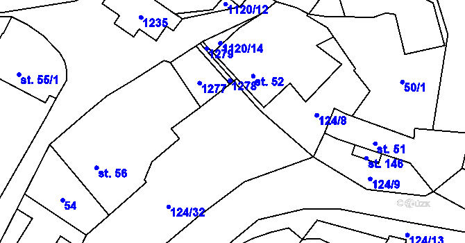 Parcela st. 124/18 v KÚ Oprechtice na Šumavě, Katastrální mapa