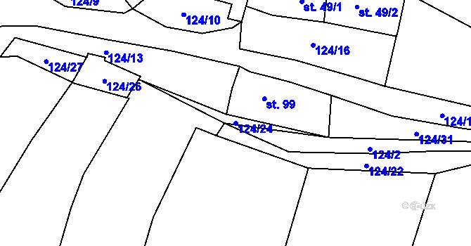 Parcela st. 124/24 v KÚ Oprechtice na Šumavě, Katastrální mapa