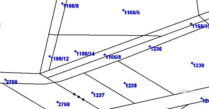 Parcela st. 1166/8 v KÚ Oprechtice na Šumavě, Katastrální mapa