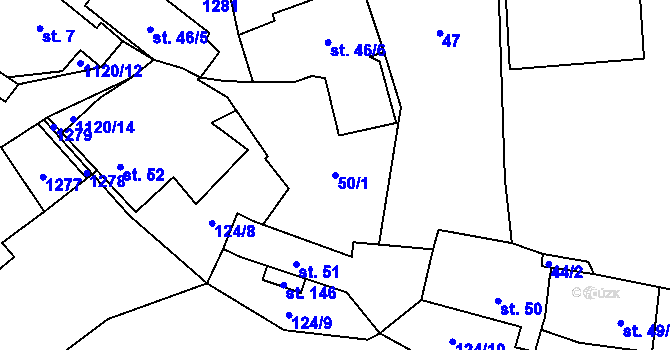 Parcela st. 50/1 v KÚ Oprechtice na Šumavě, Katastrální mapa