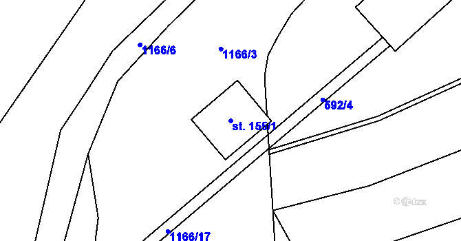 Parcela st. 155/1 v KÚ Oprechtice na Šumavě, Katastrální mapa