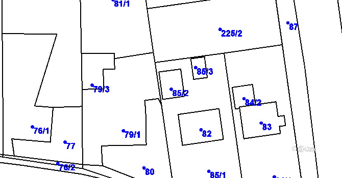 Parcela st. 85/2 v KÚ Oprechtice ve Slezsku, Katastrální mapa
