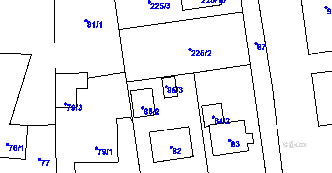 Parcela st. 85/3 v KÚ Oprechtice ve Slezsku, Katastrální mapa