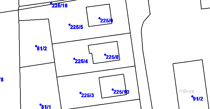 Parcela st. 225/8 v KÚ Oprechtice ve Slezsku, Katastrální mapa