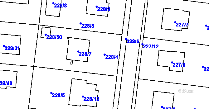 Parcela st. 228/4 v KÚ Oprechtice ve Slezsku, Katastrální mapa