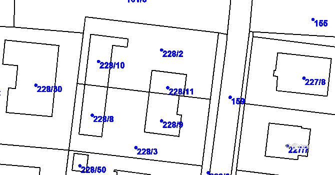 Parcela st. 228/11 v KÚ Oprechtice ve Slezsku, Katastrální mapa