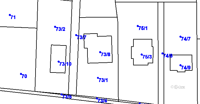 Parcela st. 73/8 v KÚ Oprechtice ve Slezsku, Katastrální mapa