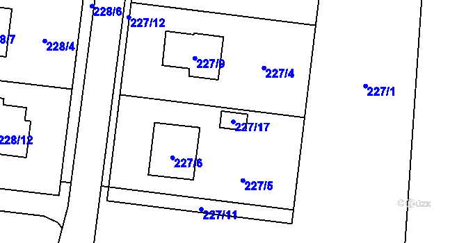 Parcela st. 227/17 v KÚ Oprechtice ve Slezsku, Katastrální mapa
